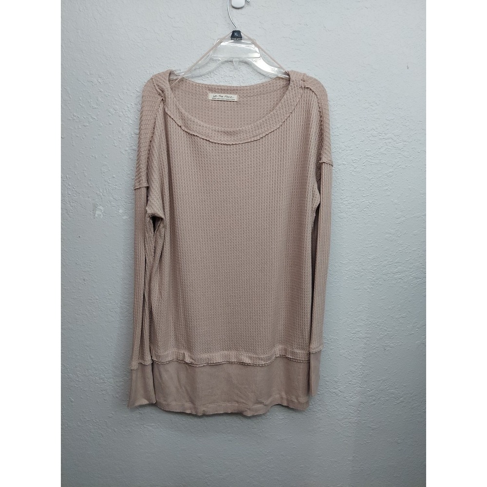 We The Free people North Shore Thermal Tunic Medium Brown Oversized Thumbhole